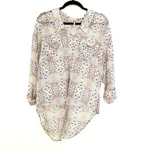 Free People Easy Rider Womens Medium Geometric Multicolor Sheer Workwear y2k